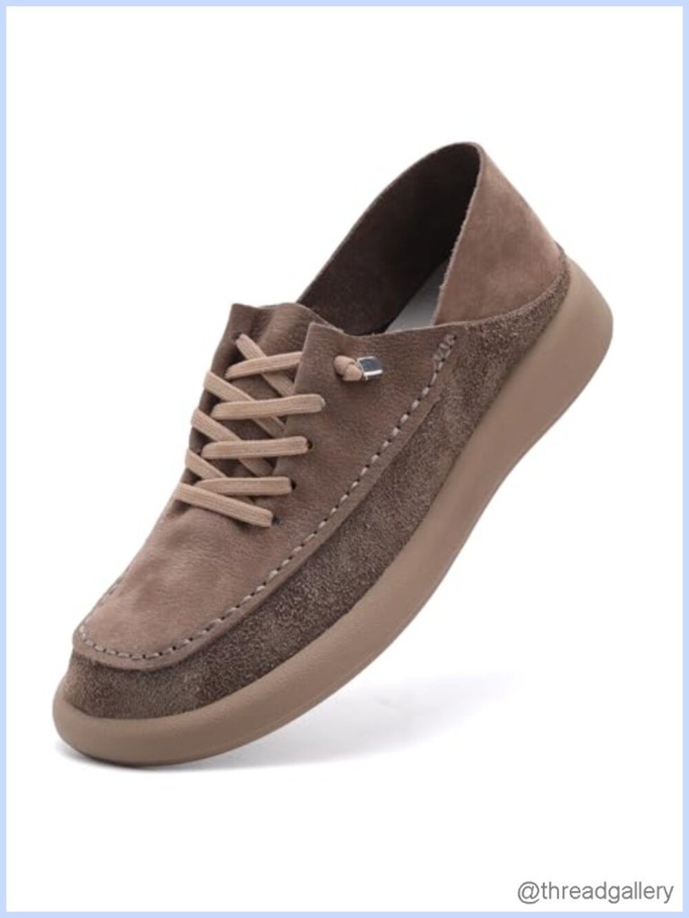 Cow Suede Leather Oxford Shoes Round Toe Lace Up Women Dress Loafers